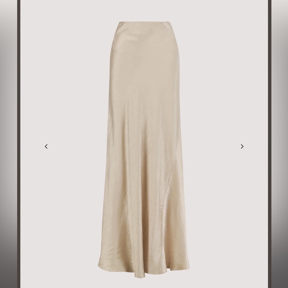 DISSH Satin Maxi Skirt in Light Beige